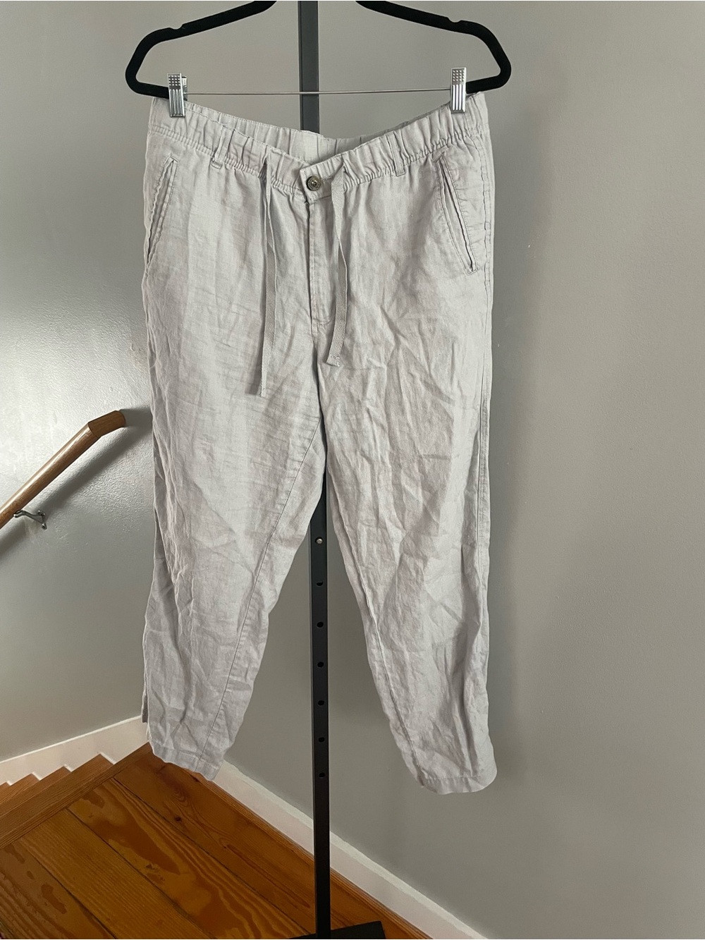 Tasso Elba Light Grey 100% Linen Pants Size Large